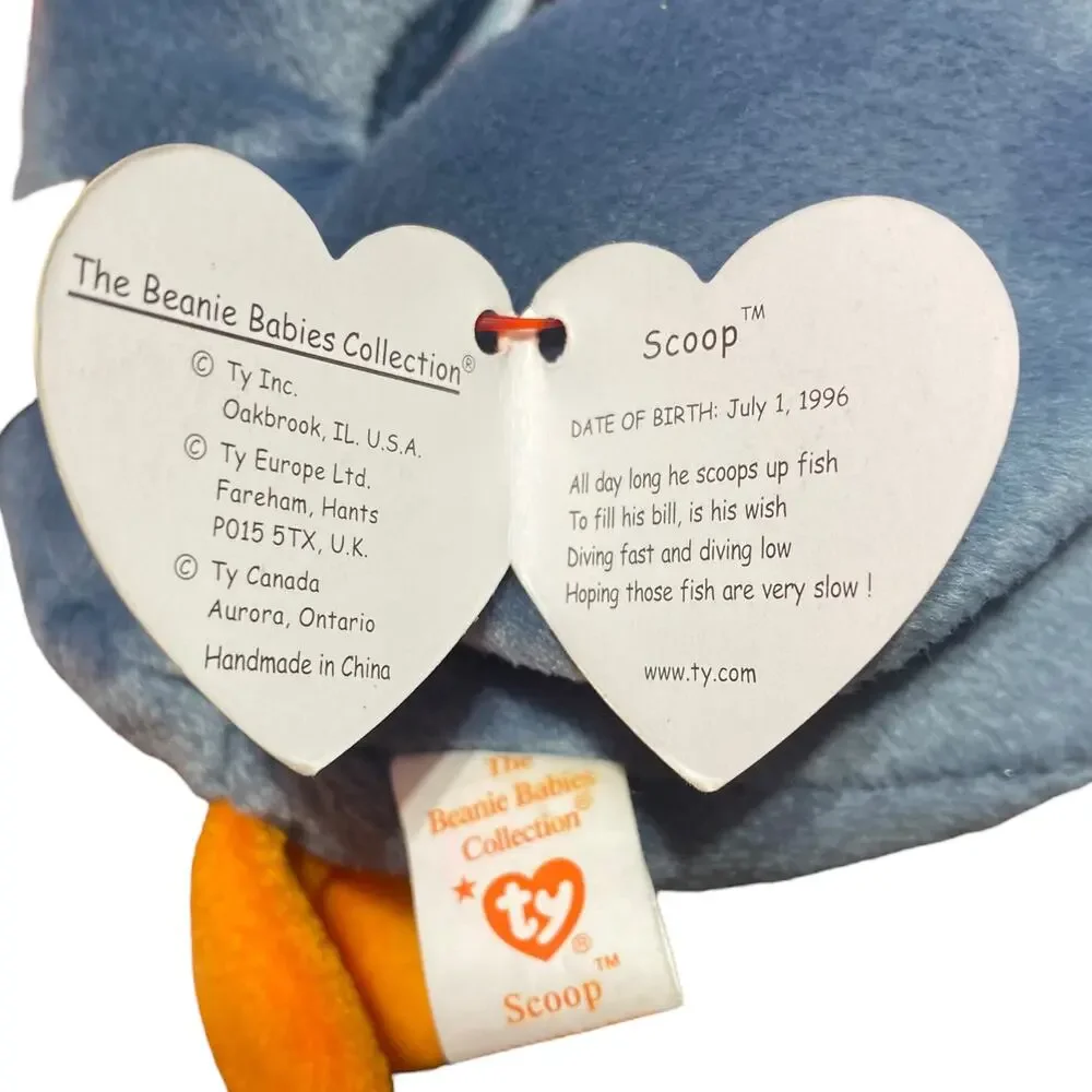 Vintage‎ 1996 Ty Beanie Baby blue pelican named Scoop